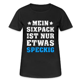 Sixpack Speckig - Frauen T-Shirt atmungsaktiv - Schwarz - Vorne - AI Model Female 172 light (172cm)