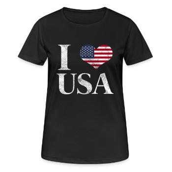 Geschenk USA Flagge amerikanische Fahne Amerika - Frauen T-Shirt atmungsaktiv - Schwarz - Vorne - AI Model Female 172 light (172cm)