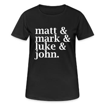 Matt, Mark, Luke & John - Women's Breathable T-Shirt - black - Front - AI Model Female 172 light (172cm)