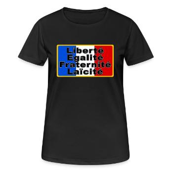 France Drapeau et devise - T-shirt respirant Femme - noir - Devant - AI Model Female 172 light (172cm)