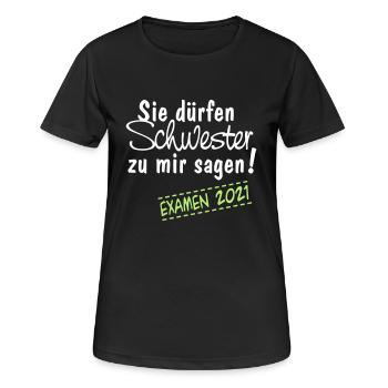 Schwester 2021 - Frauen T-Shirt atmungsaktiv - Schwarz - Vorne - AI Model Female 172 light (172cm)