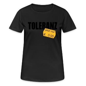 toleranz - Frauen T-Shirt atmungsaktiv - Schwarz - Vorne - AI Model Female 172 light (172cm)