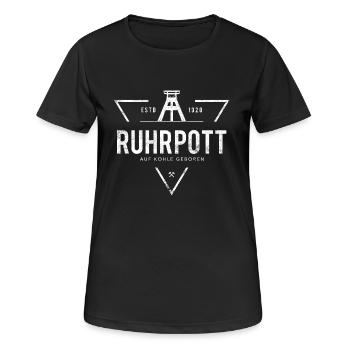 Ruhrpott Auf Kohle geb. - Frauen T-Shirt atmungsaktiv - Schwarz - Vorne - AI Model Female 172 light (172cm)