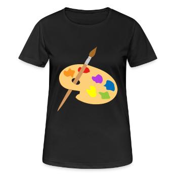 maler painter pinsel paint farbe artist color colo - Frauen T-Shirt atmungsaktiv - Schwarz - Vorne - AI Model Female 172 light (172cm)
