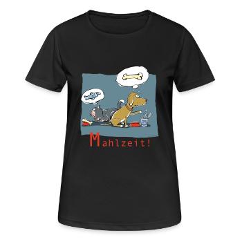 Mahlzeit! - Frauen T-Shirt atmungsaktiv - Schwarz - Vorne - AI Model Female 172 light (172cm)