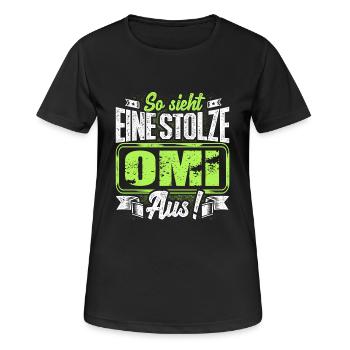 Omi - stolz - Frauen T-Shirt atmungsaktiv - Schwarz - Vorne - AI Model Female 172 light (172cm)