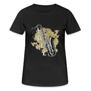 Jazz - Frauen T-Shirt atmungsaktiv - Schwarz - Vorne - AI Model Female 172 light (172cm)