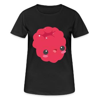 Himbeere - Frauen T-Shirt atmungsaktiv - Schwarz - Vorne - AI Model Female 172 light (172cm)