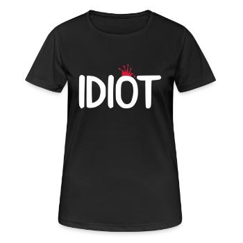 idiot krone - Frauen T-Shirt atmungsaktiv - Schwarz - Vorne - AI Model Female 172 light (172cm)