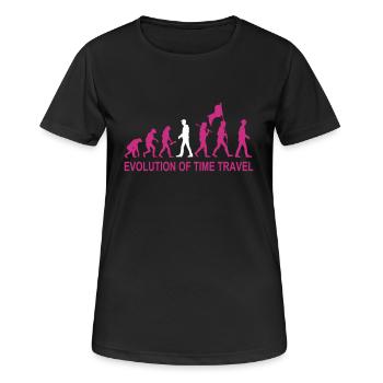 Evolution Time Travel 2C w. Text - Frauen T-Shirt atmungsaktiv - Schwarz - Vorne - AI Model Female 172 light (172cm)