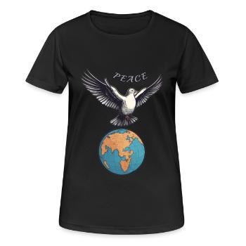 Weltfrieden auf der Erde - Frauen T-Shirt atmungsaktiv - Schwarz - Vorne - AI Model Female 172 light (172cm)