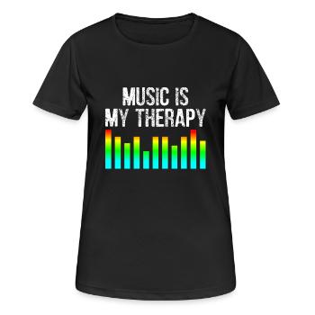 Music Is My Therapy - Frauen T-Shirt atmungsaktiv - Schwarz - Vorne - AI Model Female 172 light (172cm)