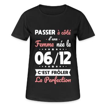 Anniversaire - Née le 6 Décembre Frôler perfection - T-shirt respirant Femme - noir - Devant - AI Model Female 172 light (172cm)