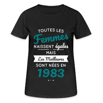 Anniversaire 40 ans - Meilleures sont nées en 1983 - T-shirt respirant Femme - noir - Devant - AI Model Female 172 light (172cm)