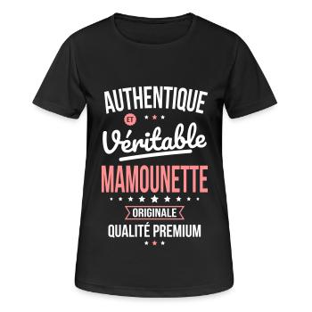 Authentique et véritable Mamounette - Cadeau - T-shirt respirant Femme - noir - Devant - AI Model Female 172 light (172cm)