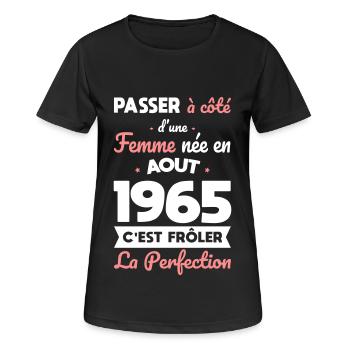 60th birthday - Born in August 1965 - Women's Breathable T-Shirt - black - Front - AI Model Female 172 light (172cm)