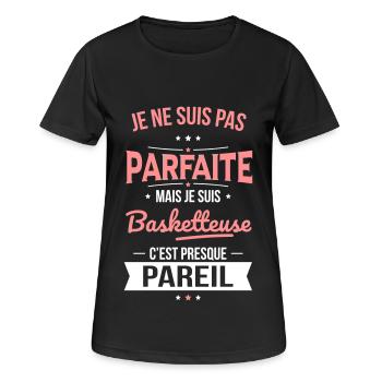 Je ne suis pas parfaite mais je suis basketteuse - T-shirt respirant Femme - noir - Devant - AI Model Female 172 light (172cm)