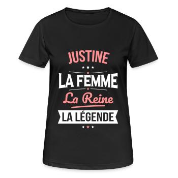 Justine - La Femme - La Reine - La Légende - T-shirt respirant Femme - noir - Devant - AI Model Female 172 light (172cm)
