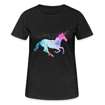 Licorne avec paillettes - T-shirt respirant Femme - noir - Devant - AI Model Female 172 light (172cm)