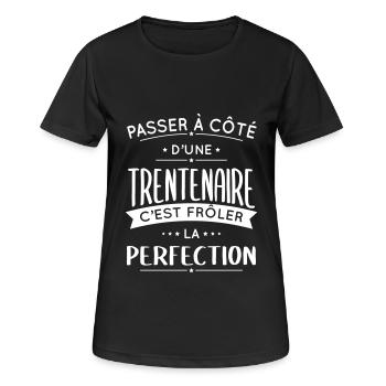 Anniversaire 30 ans - Trentenaire Perfection - T-shirt respirant Femme - noir - Devant - AI Model Female 172 light (172cm)