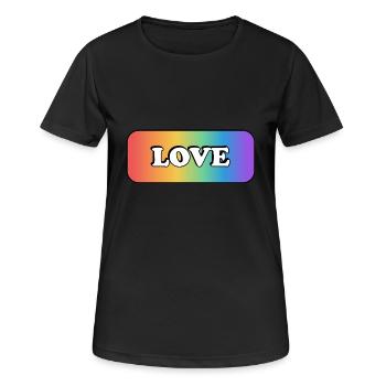 AMOUR arc-en-ciel LGBT gay pride - T-shirt respirant Femme - noir - Devant - AI Model Female 172 light (172cm)