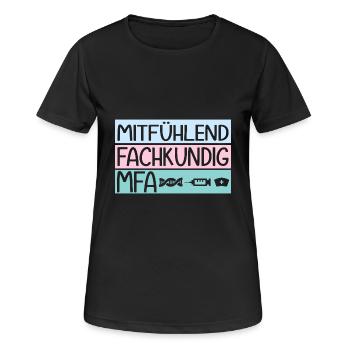 Assistant médical expert MFA - T-shirt respirant Femme - noir - Devant - AI Model Female 172 light (172cm)