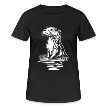 Otter Minimal - Frauen T-Shirt atmungsaktiv - Schwarz - Vorne - AI Model Female 172 light (172cm)