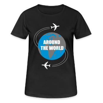 Reise - Frauen T-Shirt atmungsaktiv - Schwarz - Vorne - AI Model Female 172 light (172cm)