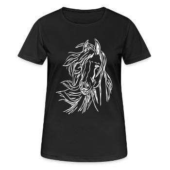 Cheval - tête vecteur - T-shirt respirant Femme - noir - Devant - AI Model Female 172 light (172cm)