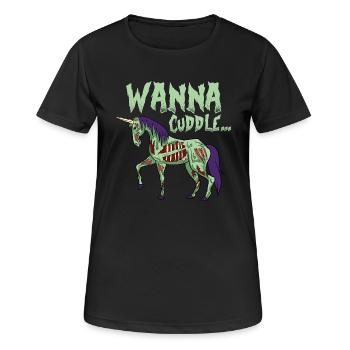 Halloween Einhorn untot Zombie lustig Geschenk - Frauen T-Shirt atmungsaktiv - Schwarz - Vorne - AI Model Female 172 light (172cm)
