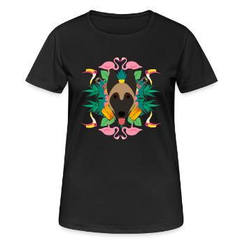 tropisch - Frauen T-Shirt atmungsaktiv - Schwarz - Vorne - AI Model Female 172 light (172cm)