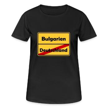 Auswandern nach Bulgarien! Ortsschild Desing. - Frauen T-Shirt atmungsaktiv - Schwarz - Vorne - AI Model Female 172 light (172cm)
