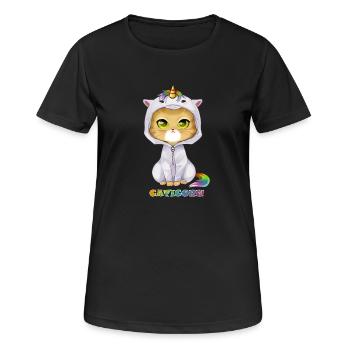 Caticorn - Für Katzen und Einhörner - Frauen T-Shirt atmungsaktiv - Schwarz - Vorne - AI Model Female 172 light (172cm)
