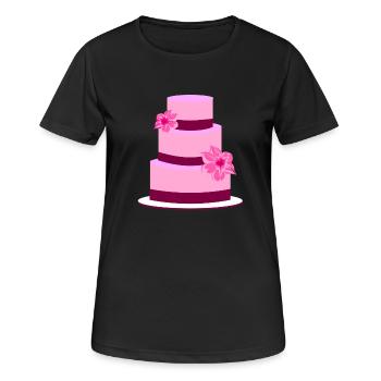 Torte Hochzeit Hochzeitstorte Blumen Geschenkidee - Frauen T-Shirt atmungsaktiv - Schwarz - Vorne - AI Model Female 172 light (172cm)