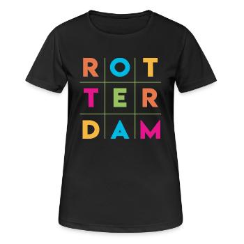 Rotterdam - Niederlande - Holland - Randstad - Frauen T-Shirt atmungsaktiv - Schwarz - Vorne - AI Model Female 172 light (172cm)