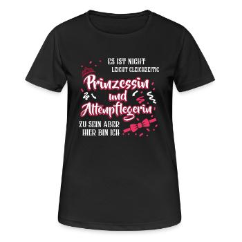 Es ist nicht leicht Prinzessin und Altenpflegerin - Frauen T-Shirt atmungsaktiv - Schwarz - Vorne - AI Model Female 172 light (172cm)