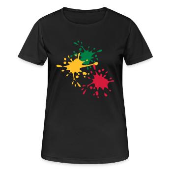 Farbe - Frauen T-Shirt atmungsaktiv - Schwarz - Vorne - AI Model Female 172 light (172cm)