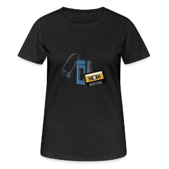 CLASSIC-WALKMAN im Retrodesign, vintage - Frauen T-Shirt atmungsaktiv - Schwarz - Vorne - AI Model Female 172 light (172cm)