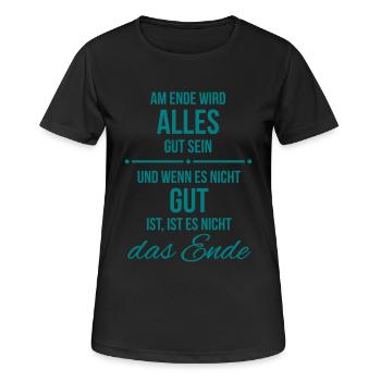 Ende gut alles gut - Frauen T-Shirt atmungsaktiv - Schwarz - Vorne - AI Model Female 172 light (172cm)