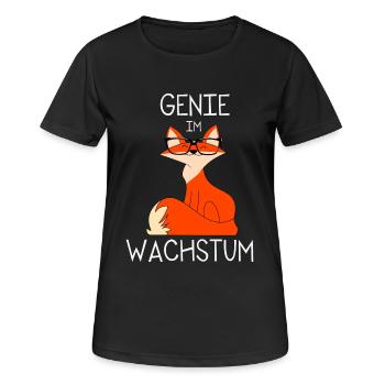 Fuchs-Genie - Frauen T-Shirt atmungsaktiv - Schwarz - Vorne - AI Model Female 172 light (172cm)