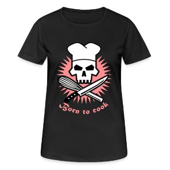 born_to_cook_3c - Frauen T-Shirt atmungsaktiv - Schwarz - Vorne - AI Model Female 172 light (172cm)