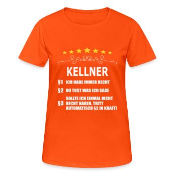 KELLNER - Frauen T-Shirt atmungsaktiv - Neonorange - Vorne - AI Model Female 172 dark (172cm)