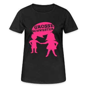 Grosse Schwester - Frauen T-Shirt atmungsaktiv - Schwarz - Vorne - AI Model Female 172 light (172cm)
