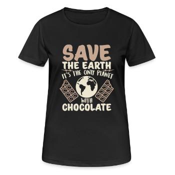 Schokolade - Frauen T-Shirt atmungsaktiv - Schwarz - Vorne - AI Model Female 172 light (172cm)