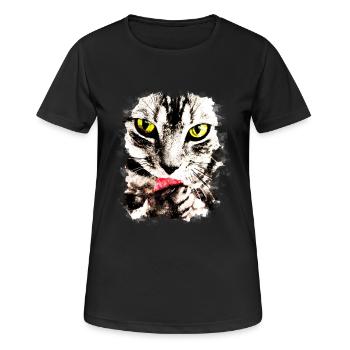 GXP Cat lèche parfaitement les lèche-chats - T-shirt respirant Femme - noir - Devant - AI Model Female 172 light (172cm)