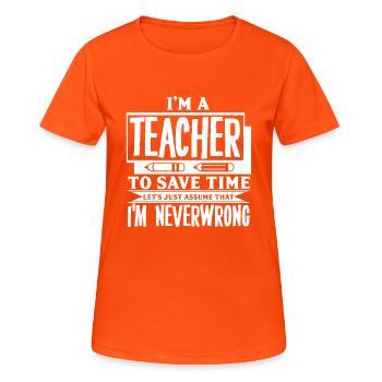 professeur - T-shirt respirant Femme - orange néon - Devant - AI Model Female 172 dark (172cm)