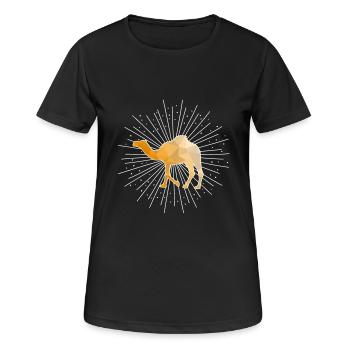 Kamel Dromedar - Frauen T-Shirt atmungsaktiv - Schwarz - Vorne - AI Model Female 172 light (172cm)