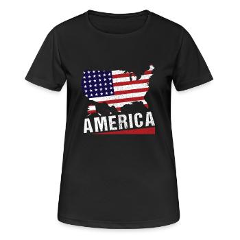 4th of July America Map Stars And Stripes - Frauen T-Shirt atmungsaktiv - Schwarz - Vorne - AI Model Female 172 light (172cm)