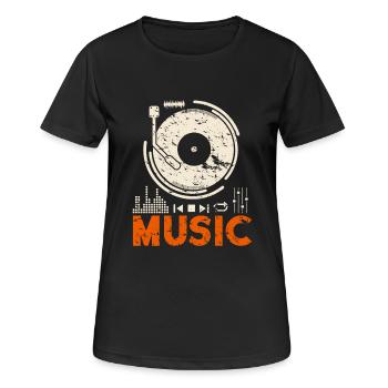 Musique Music Record Lecteur DJ cadeau - T-shirt respirant Femme - noir - Devant - AI Model Female 172 light (172cm)