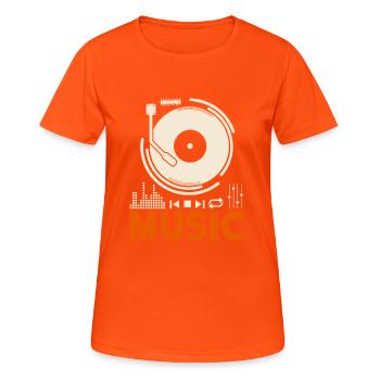 Music Music Schallplattenspieler DJ Geschenk - Frauen T-Shirt atmungsaktiv - Neonorange - Vorne - AI Model Female 172 dark (172cm)